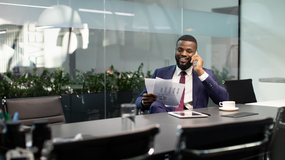 Man reviewing financial charts