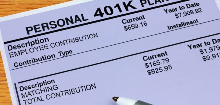 A person reviewing their most recent 401k plan contribution record.