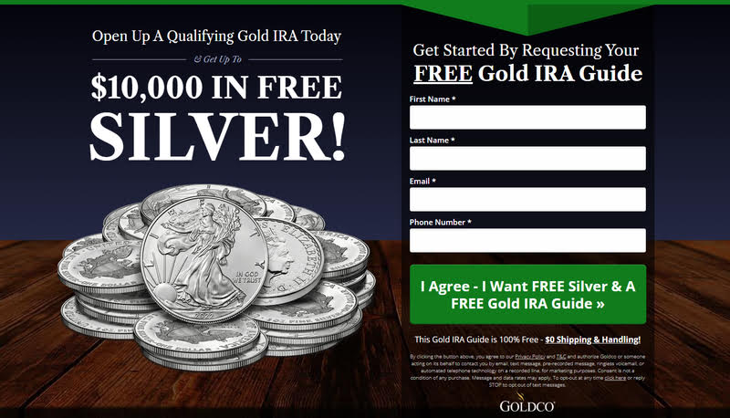 Goldco's offering up to $10,000 in free silver with qualifying precious metal IRA.