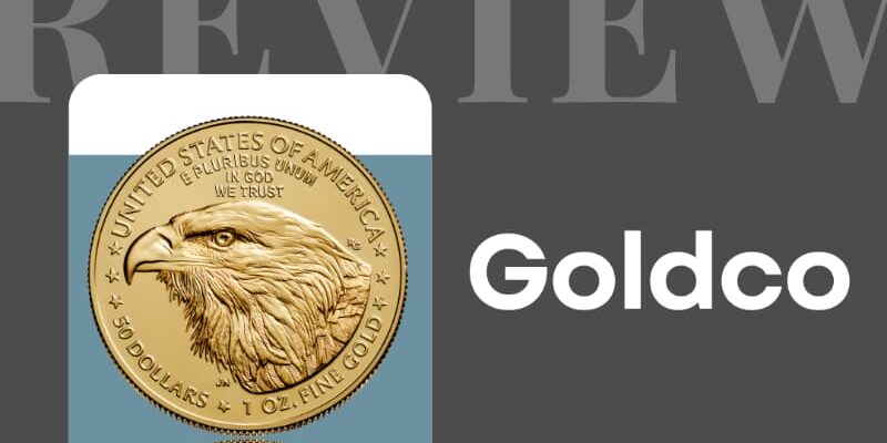 Goldco Review banner with American Eagle gold coin