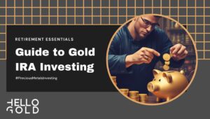 A man placing gold coins into a piggy bank.