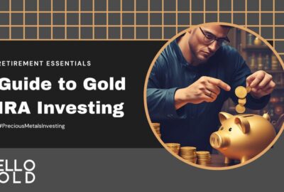 A man placing gold coins into a piggy bank.